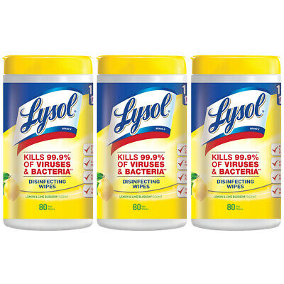 Lysol Disinfecting Wipes, Lemon - Lime Blossom 80 Ct (pack Of 3)